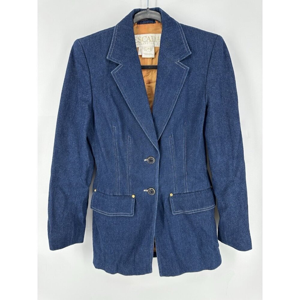 Escada Vintage Denim Blazer Jacket Women’s 34 READ US 4